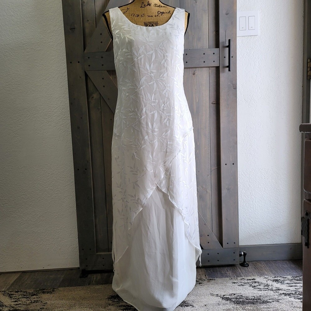 Simply Silk Size Small Dress White Wedding MOB Overlay